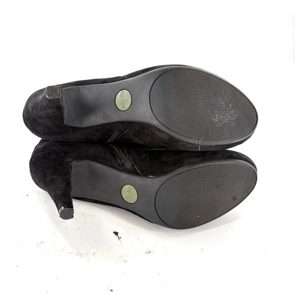 Me Too Suede Heeled Ankle Boots 10 Black Booties Capsule Minimalist - Picture 7 of 7